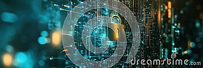 A vibrant digital backdrop features an intricate array of padlocks and keys, symbolizing security and access in a tech Stock Photo