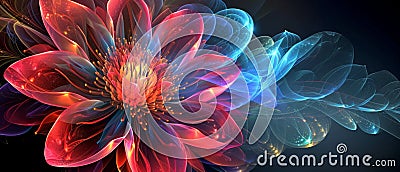 Vibrant Digital Flower Graphics In Transparent Colors For Web Pages And Presentations Stock Photo