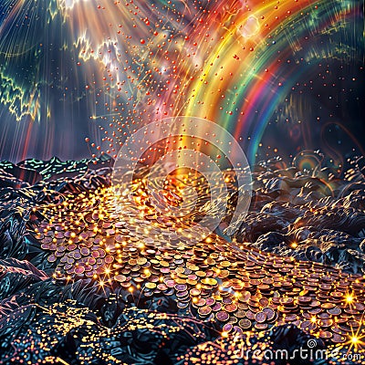 Rainbow & Data: Abstract Tech Innovation, generative ai Stock Photo
