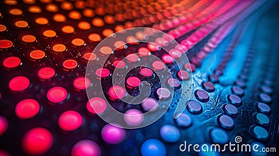 A vibrant display of circular elements arranged in a gradient pattern Stock Photo