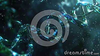 A vibrant double helix structure of DNA floats against an abstract background, showcasing intricate patterns and colors Stock Photo