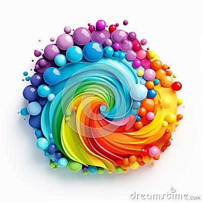 Colorful Paint Swirl On White Background - 3d Render Stock Photo