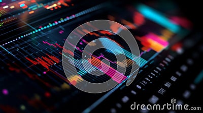 A vibrant and dynamic chart representing data analysis statistics and trends The colorful lines and bars illustrate data points Stock Photo