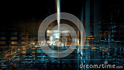 Vibrant and dynamic representation of digital technology, featuring glowing lines that convey data flow in a futuristic setting, Stock Photo