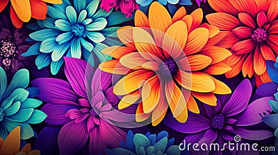 Vibrant bouquet of flowers against a striking black backdrop Stock Photo