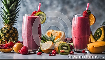 Refreshing Fruit Smoothie Stock Photo