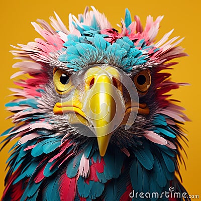 Vibrantly Surreal Eagle Photography With Colorful Feathers Stock Photo