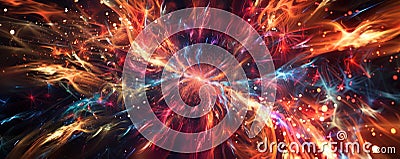 A vibrant fireworks display background with explosive colors, dynamic patterns, and textured spark Stock Photo