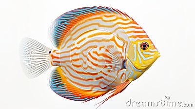 Bold And Colorful Discus Fish On White Background Stock Photo