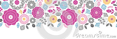 Vibrant floral scaterred horizontal seamless Vector Illustration