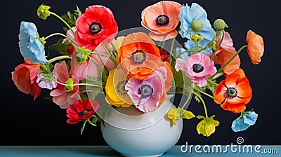 Vibrant Floral Still Life: Colorful Flowers In Mandy Disher Style Stock Photo