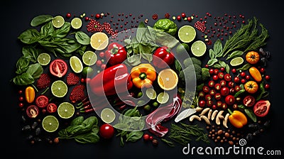 Vibrant food composition symphony of flavors Stock Photo