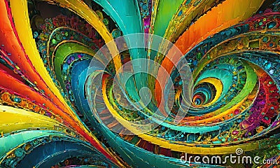 Vibrant Fractal Art Abstract Widescreen Stock Photo