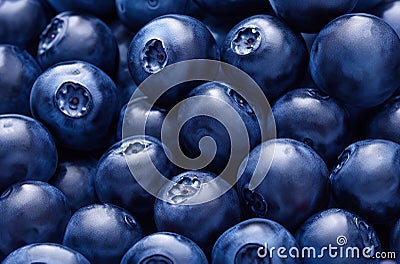 Vibrant Fresh Blueberries Background: A Burst of Deliciousness. Stock Photo