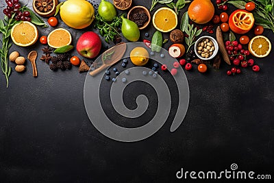 Vibrant and fresh, chef's culinary masterpiece on chalk blackboard copy space Stock Photo