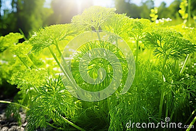 Vibrant fresh dill crop grown on state-of-the-art green plantation under the radiant sun Stock Photo