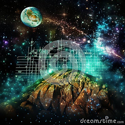 Vibrant Galaxy of Investment Charts and Symbols Stock Photo
