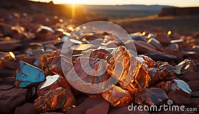 Vibrant gemstone stack reflects nature beauty in shiny, multi colored patterns generated by AI Stock Photo