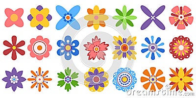 Vibrant Geometric Flowerheads Collection Features Captivating Designs Blending Symmetry And Nature, Vector Illustration Vector Illustration