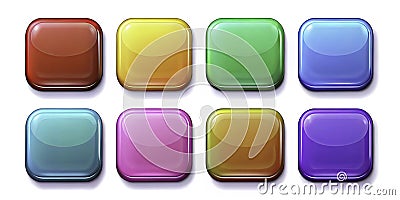 Vibrant Glossy Rounded Rectangle Buttons A Vector Collection for Web Game and App Design Stock Photo