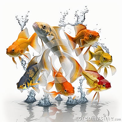 Vibrant Goldfish Swimming in Clear Water for Aquarium Enthusiasts. Stock Photo