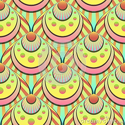 Vibrant gradient seamless fairy shells vector light pattern Vector Illustration