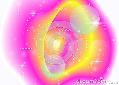 Vibrant gradients on rainbow background. Holographic dynamic flu Vector Illustration