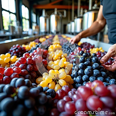 Display of Colorful Grapes Ready for Selection, generative ai Stock Photo