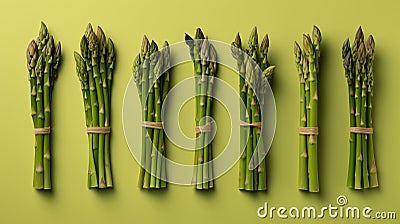 Vibrant green asparagus bundle neatly arranged on minimalist board sharp focus fujifilm xt4 Stock Photo