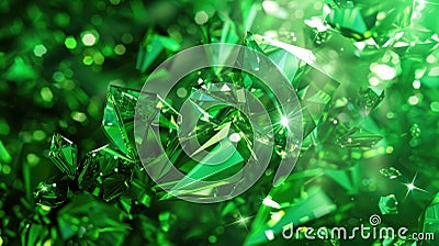 Vibrant green crystals with sparkling light reflections Stock Photo