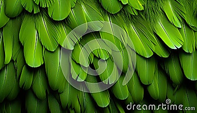 Vibrant green feather texture background with detailed digital art of big bird plumage Stock Photo
