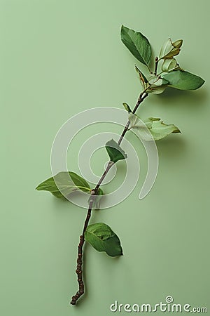 Vibrant green leaves on a branch Stock Photo
