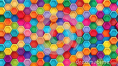 Vibrant hexagonal pattern background with multicolored geometric shapes. Generative AI Stock Photo
