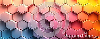 Vibrant hexagonal pattern with a colorful gradient design perfect for background or wallpaper use Stock Photo