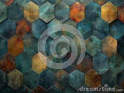 Vibrant hexagonal shapes dance across the canvas in a harmonious display of geometric abstraction, creating a Stock Photo