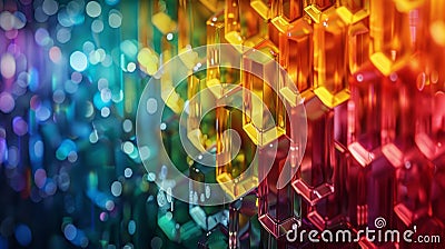 A vibrant honeycomb background filled with a dynamic array of multicolored shapes intertwining and flowing together in a Stock Photo