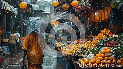 The vibrant hustle of a street market Stock Photo