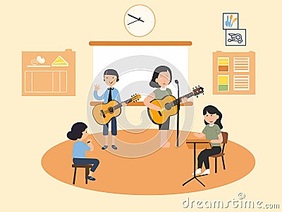 Harmonious Melodies - Music Class Illustration Vector Illustration