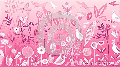 vibrant illustration pink background Cartoon Illustration