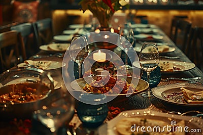 traditional mexican cuisine spread on restaurant table Stock Photo