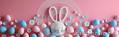 Hopping into Easter: Festive Bunny Ears on Pastel Background Stock Photo