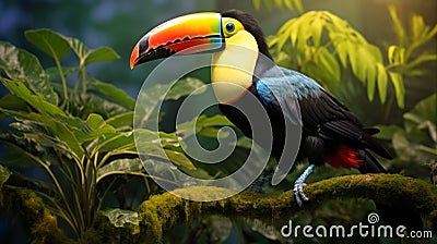 Vibrant Jungle Toucan: A Stunning Vray Tracing And Photo-realistic Artwork Stock Photo