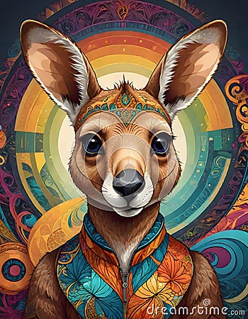 Vibrant Kangaroo Character, Generative AI Stock Photo