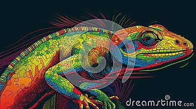 Vibrant Line Art of an Gekko Stock Photo