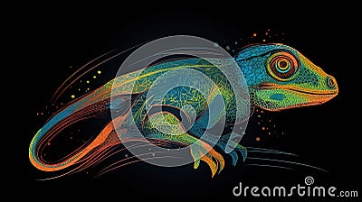 Vibrant Line Art of an Gekko Stock Photo