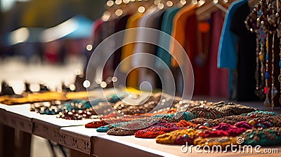 Vibrant local market scenes with diverse array of regional products and artisanal crafts Stock Photo