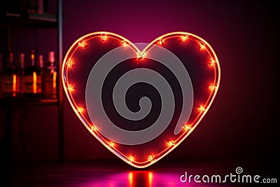 Vibrant love display Neon hearts sign adds flair to the black canvas Stock Photo