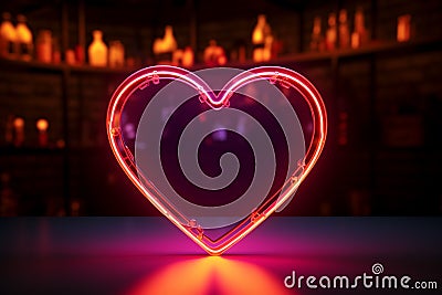 Vibrant love display Neon hearts sign adds flair to the black canvas Stock Photo