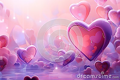 Vibrant Love: Swirling Hearts in a Sea of Gradients Cartoon Illustration