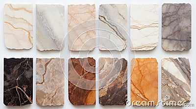 Vibrant Marble Samples In Light Orange And Brown Colors Stock Photo